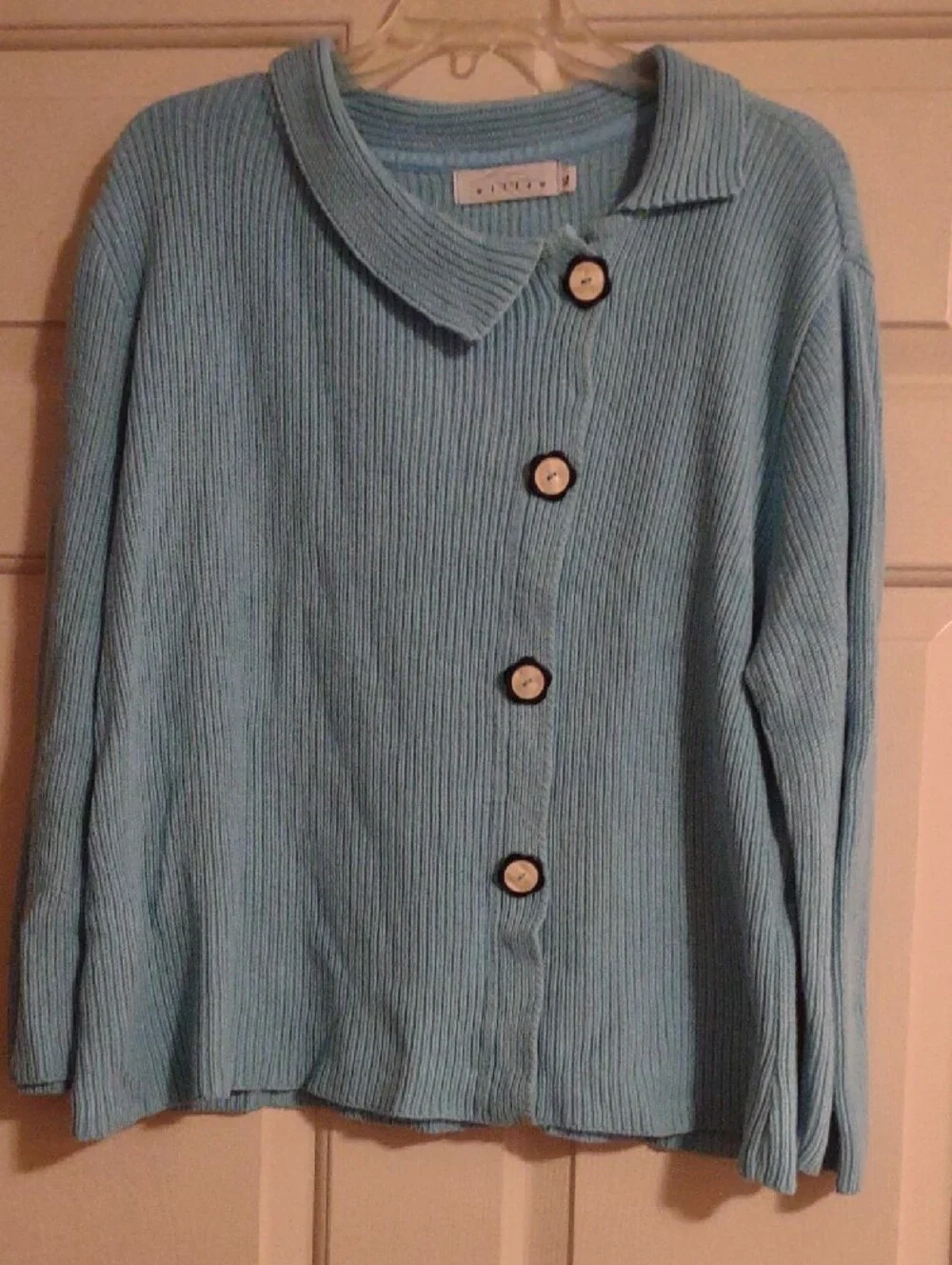 Willow Light Blue Ribbed Button-Front Cardigan - Picture 2 of 9